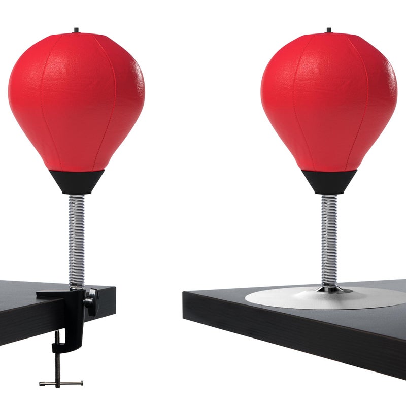 GLACIAL Stress Relief Desktop Punching Bag I Comes with Desk Clamp and Extra Strong Suction Cup I Red - Image 1